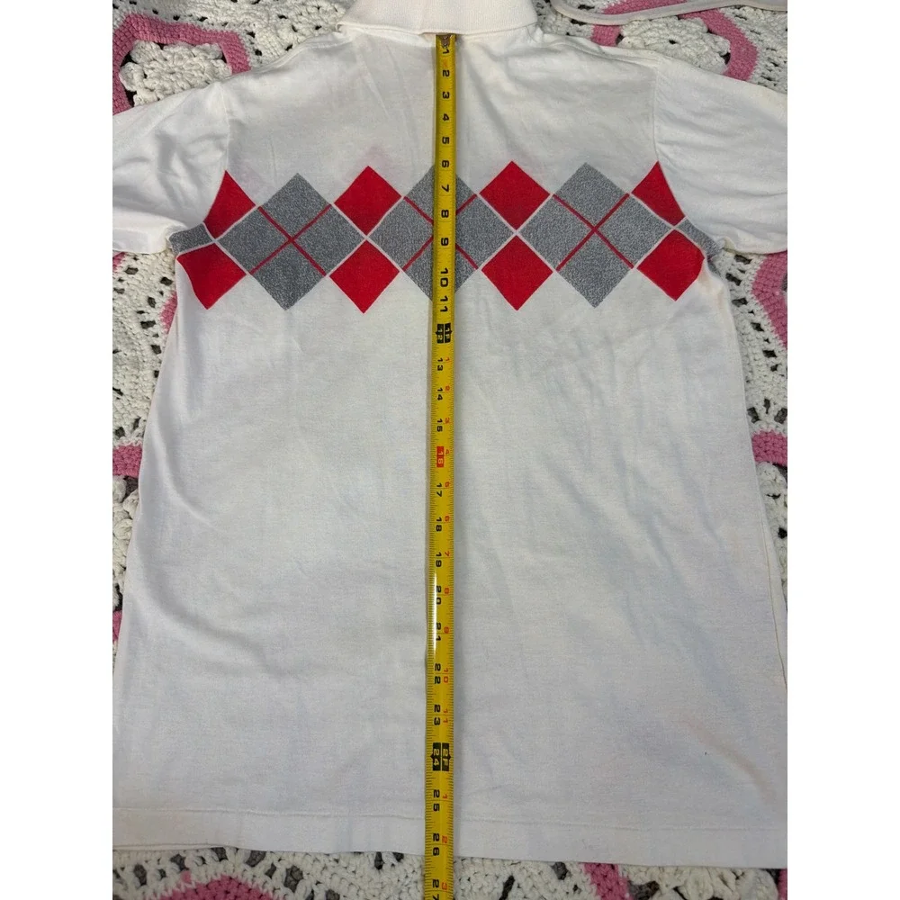 Adidas Vintage 80s Ivan Lendl Argyle Polo | White Red | Trefoil Tennis Shirt
